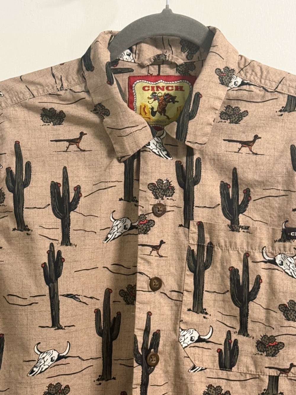 Cinch Desert Print Button Down Shirt XS Western Cactus Skull Cowboy - Picture 3 of 11